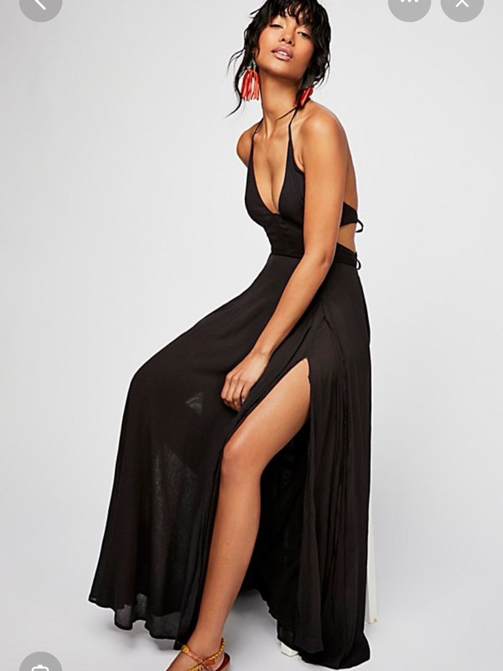 Free People Black Halter Maxi Dress with Thigh Slit-$118 retail